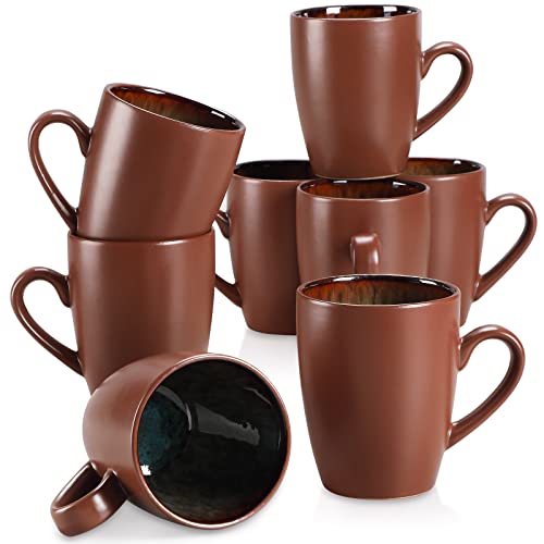 Kaffeetassen Steingut, vancasso BUBBLE 8-teiliges Tassen Set, 380ml Kaffeebecher mit Henkel von vancasso