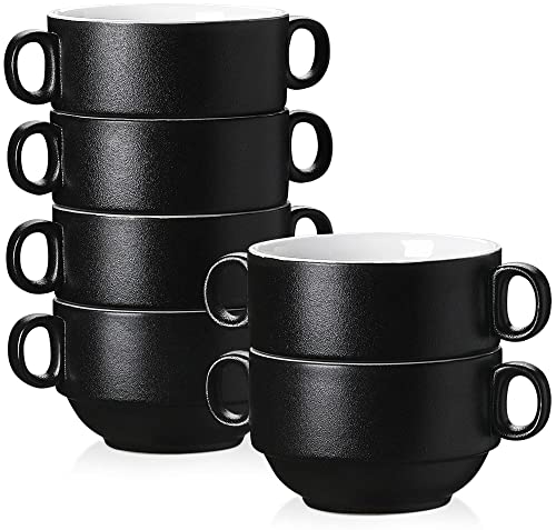 Suppentassen Set, vancasso FORTE Suppenschalen mit Henkel, 6-teilige Suppenschüsseln aus Steinzeug, 400 ml von vancasso