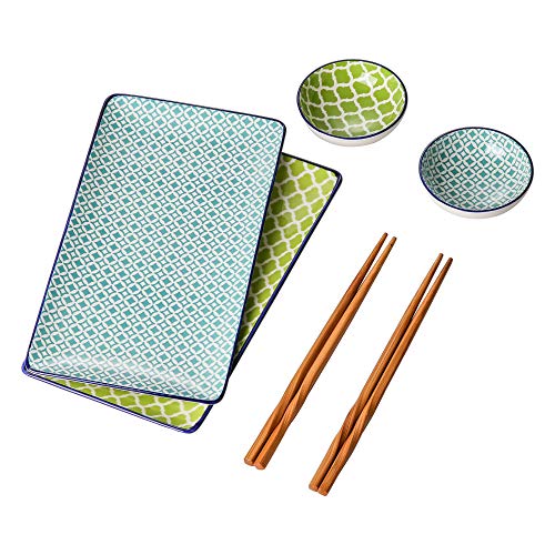 vancasso Sushi Set porzellan, MACARON japanische Ess Service, 6-teilig Geschirr-Set für 2 Personen von vancasso