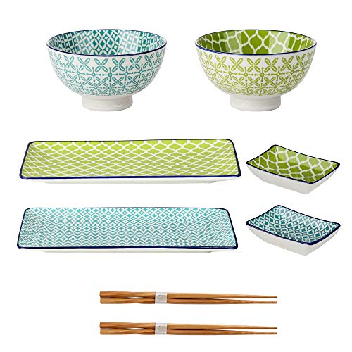 vancasso Sushi Set porzellan, MACARON japanische Ess Service, 8-teilig Geschirr-Set für 2 Personen von vancasso