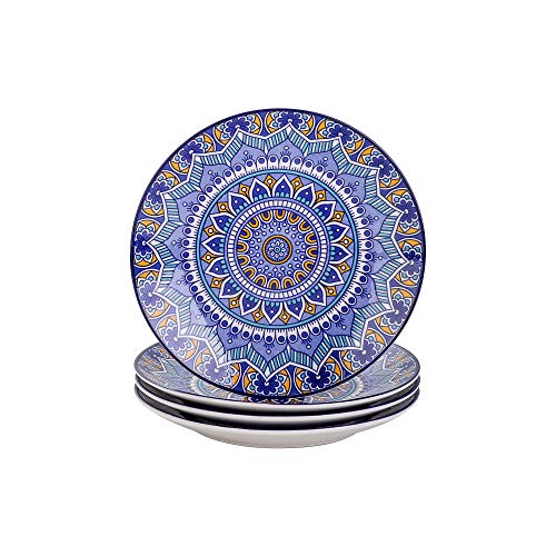 Tafelservice Kuchenteller, vancasso Dessertteller Porzellan, 4 teiliges Kuchenteller Set, MANDALA Serie Ø 21,2 cm Flachteller für Frühstück, böhmischer Stil von vancasso