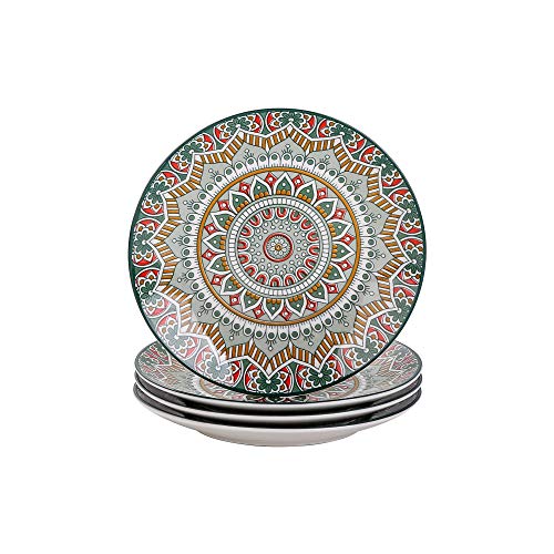 Tafelservice Kuchenteller, vancasso Dessertteller Porzellan, 4 teiliges Kuchenteller Set, MANDALA Serie Ø 21,2 cm Flachteller für Frühstück, böhmischer Stil von vancasso