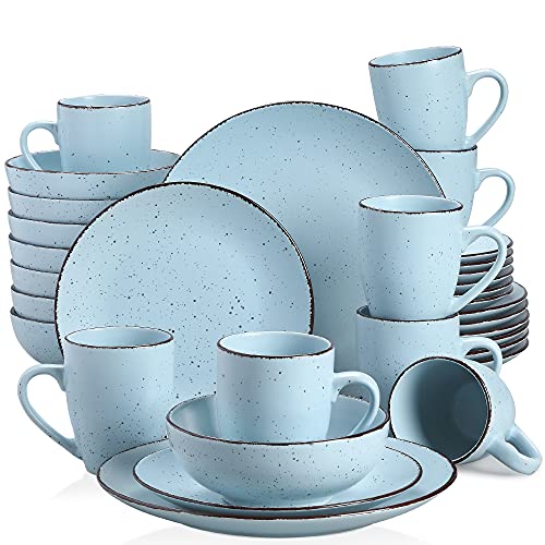 Tafelservice Steingut, vancasso MODA Geschirrset, Vintage Aussehen, 32-teiliges Kombiservice mit je 8 Speisetellern, Kuchentellern, Schalen und Tassen Blau Tafelservice Steingut, vancasso MODA Geschirrset, Vintage Aussehen, 32-teiliges Kombiservice mit je 8 Speisetellern, Kuchentellern, Schalen und Tassen Blau von vancasso