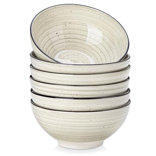 vancasso BONBON Steinzeug-Schüsselset 6-teilig: Suppen-, Salat-, Pasta-, Müslischalen – Vielseitige Keramikschalen für Küche, Haushalt oder Gastronomie Beige von vancasso
