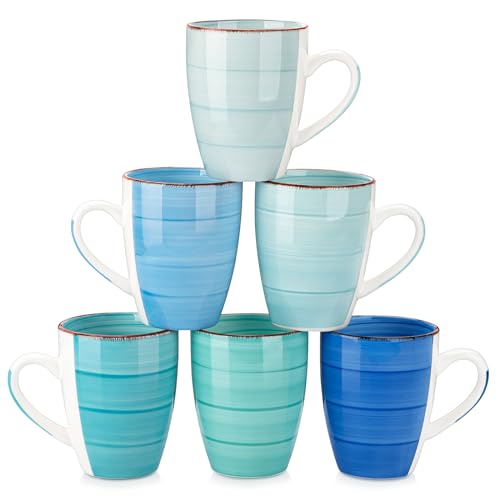 vancasso BONITA Kaffeetassen set 6er, Tassen Set Steingut, 500ml Kaffeebecher mit Henkel, Espressotassen, Teetassen groß, Geeignet für verschiedene Getränke, Blau Farbe vancasso BONITA Kaffeetassen set 6er, Tassen Set Steingut, 500ml Kaffeebecher mit Henkel, Espressotassen, Teetassen groß, Geeignet für verschiedene Getränke, Blau Farbe von vancasso