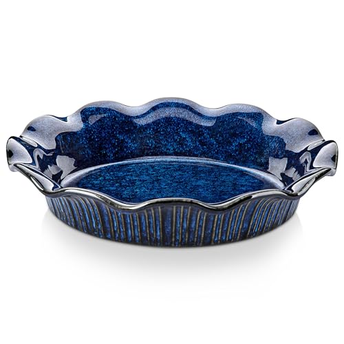 vancasso STERN Tarteform Steingut 26 cm, Quicheform zum Backen, Auflaufform, Backform, zu Reinigen, Spülmaschinen-, Mikrowellen- und Ofenfest, Blau von vancasso