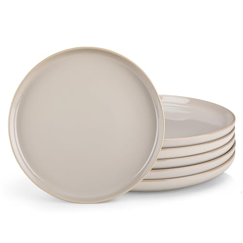 vancasso Speiseteller 6er Set 26cm, PLAYA Steingut Essteller 6 Personen Modern, Große Teller Set Softes Beige für Frühstücksteller, Dessertteller, Flache Teller, Mikrowellen und Spülmaschinenfest von vancasso