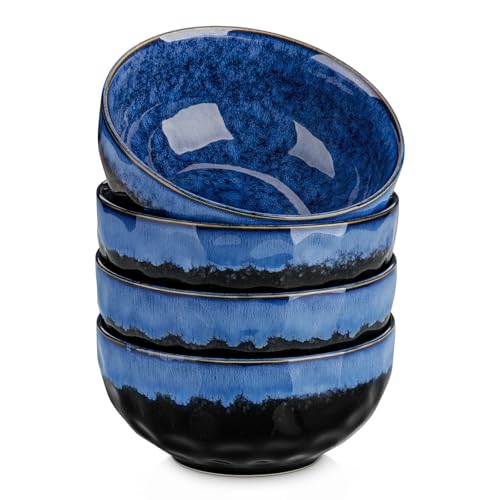 vancasso Starry Suppenschüsseln aus Keramik, 680 ml, 4 Stück, blaue Müslischüsseln, Salatschüsseln, 4er-Set, Pasta-Haferflockenschüsseln, bleifrei, spülmaschinen- und mikrowellengeeignet, Blau vancasso Starry Suppenschüsseln aus Keramik, 680 ml, 4 Stück, blaue Müslischüsseln, Salatschüsseln, 4er-Set, Pasta-Haferflockenschüsseln, bleifrei, spülmaschinen- und mikrowellengeeignet, Blau von vancasso