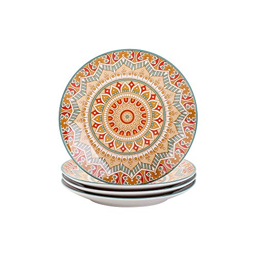 Tafelservice Kuchenteller, vancasso Dessertteller Porzellan, 4 teiliges Kuchenteller Set, MANDALA Serie Ø 21,2 cm Flachteller für Frühstück, böhmischer Stil von vancasso