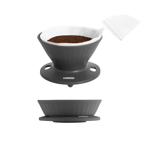 Vandroop Zusammenklappbarer Kaffee-Tropfer zum Übergießen, wiederverwendbarer Silikon-Kaffeemaschine für Camping, Reisen und Zuhause, tragbarer einzelner cleverer Kaffee-Tropfer mit 10 von vandroop