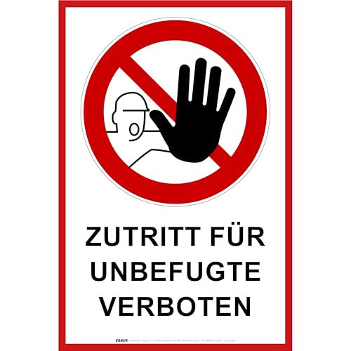 Betreten verboten Schild 30 x 20 cm 1 Stück Kein Zutritt Schilder Hartschaumplatte 300x200x3mm von vanva von vanva