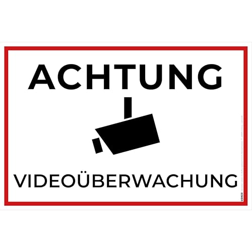 Videoüberwachung Schild 30 x 20 cm 1 Stück Schilder Videoüberwachung Hartschaumplatte 300x200x3mm von vanva von vanva