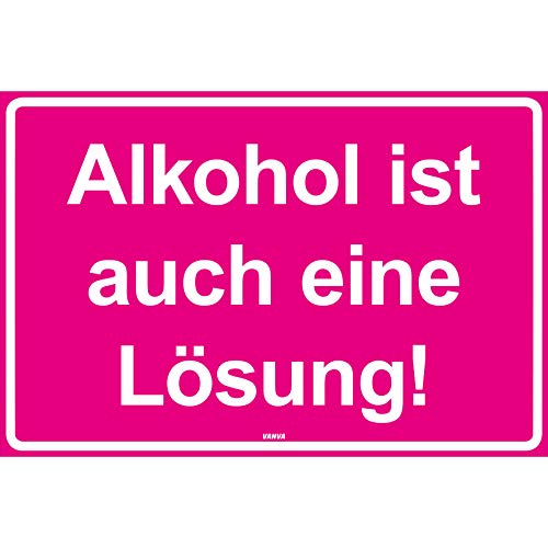 vanva Alkohol ist auch eine Lösung! Kunststoff Schild pink mit Spruch - Geschenk für Frauen und Männer Geburtstagsgeschenk Geschenkidee für Freundin und Freund JGA Party Deko Fotobox Requisiten von vanva