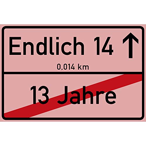 vanva Endlich 14 Jahre Ortsschild 14. Geburtstag Dekoration Schild Freund Freundin Geschenkidee Junge Einladungskarten Frauen Geschenke 14ter Partydeko Fotobox Requisite Rosa von vanva