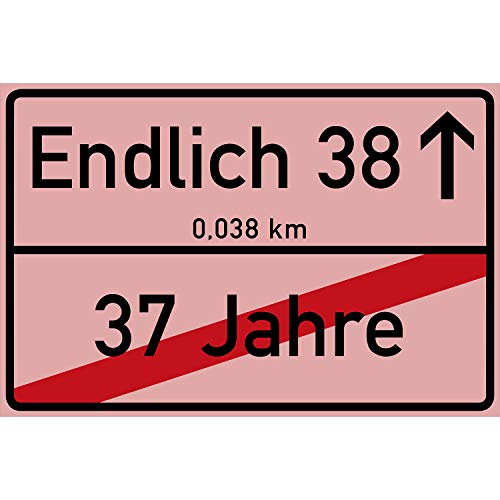 vanva Endlich 38 Jahre Ortsschild 38. Geburtstag Dekoration Schild Freund Freundin Geschenkidee Junge Einladungskarten Frauen Geschenke 38ter Partydeko Fotobox Requisite Rosa von vanva