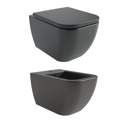 vanvilla Design Wand Hänge WC Tara Spülrandlos und Hänge Bidet Set Toilette mit Soft-Close WC-Sitz Wand WC schwarz matt vanvilla Design Wand Hänge WC Tara Spülrandlos und Hänge Bidet Set Toilette mit Soft-Close WC-Sitz Wand WC schwarz matt von vanvilla