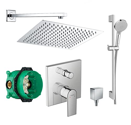 vanvilla Duschsystem mit Unterputz Duscharmatur von Hansgrohe Einhebelmischer und vanvilla Regendusche mit Armatur, Duschkopf eckig, Dusch-SET HG33 poliert von vanvilla ALLTERIEUR FOR LOVELY PRICES