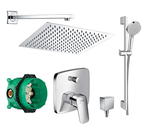 vanvilla Duschsystem mit Unterputz Duscharmatur von Hansgrohe Einhebelmischer und vanvilla Regendusche mit Armatur, Duschkopf eckig, Dusch-SET HG34 poliert von vanvilla ALLTERIEUR FOR LOVELY PRICES