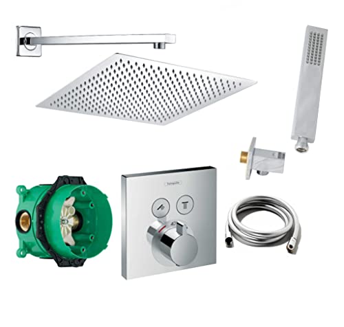 vanvilla Duschsystem mit Unterputz Duscharmatur von Hansgrohe ShowerSelect Thermostat und vanvilla Regendusche mit Armatur mit Thermostat, Duschkopf XL, Dusch-SET HG02-XL poliert von vanvilla ALLTERIEUR FOR LOVELY PRICES