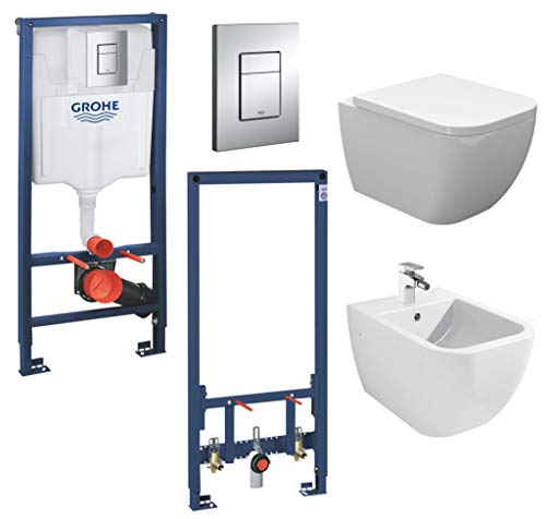 vanvilla Wand Hänge WC Tara Spülrandlos Toilette mit Soft-Close WC-Sitz Hänge Bidet mit Grohe Vorwandelement SET von vanvilla ALLTERIEUR FOR LOVELY PRICES