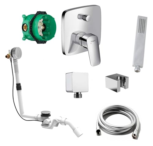 vanvilla Wannenset mit Unterputz Armatur Hansgrohe Logis Einhebelmischer 2-Wege und vanvilla Handbrause, Wannen-SET HG53. poliert von vanvilla
