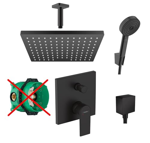 Hansgrohe Duschsystem mit Unterputz Duscharmatur von Hansgrohe Regendusche mit Armatur, Duschkopf eckig, Deckenarm Dusch-SET HGSK02-ob schwarz matt Hansgrohe Duschsystem mit Unterputz Duscharmatur von Hansgrohe Regendusche mit Armatur, Duschkopf eckig, Deckenarm Dusch-SET HGSK02-ob schwarz matt von vanvilla