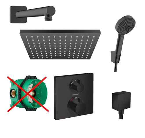 Hansgrohe Duschsystem mit Unterputz Duscharmatur von Hansgrohe Regendusche mit Armatur, Duschkopf eckig, Wandarm Dusch-SET HGSK03-ob schwarz matt Hansgrohe Duschsystem mit Unterputz Duscharmatur von Hansgrohe Regendusche mit Armatur, Duschkopf eckig, Wandarm Dusch-SET HGSK03-ob schwarz matt von vanvilla