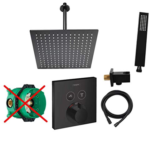 vanvilla Duschsystem mit Unterputz Thermostat Duscharmatur von Hansgrohe OHNE iBox mit vanvilla Regendusche mit Armatur mit Thermostat, Duschkopf eckig schwarz matt beschichtet SET HGS06-ob vanvilla Duschsystem mit Unterputz Thermostat Duscharmatur von Hansgrohe OHNE iBox mit vanvilla Regendusche mit Armatur mit Thermostat, Duschkopf eckig schwarz matt beschichtet SET HGS06-ob von vanvilla