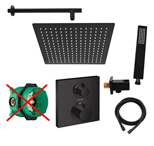 vanvilla Duschsystem mit Unterputz Thermostat Duscharmatur von Hansgrohe OHNE iBox mit vanvilla Regendusche mit Armatur mit Thermostat, Duschkopf eckig schwarz matt beschichtet SET HGS03-ob vanvilla Duschsystem mit Unterputz Thermostat Duscharmatur von Hansgrohe OHNE iBox mit vanvilla Regendusche mit Armatur mit Thermostat, Duschkopf eckig schwarz matt beschichtet SET HGS03-ob von vanvilla