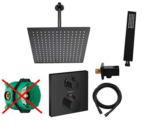 vanvilla Duschsystem mit Unterputz Thermostat Duscharmatur von Hansgrohe OHNE iBox mit vanvilla Regendusche mit Armatur mit Thermostat, Duschkopf eckig schwarz matt beschichtet SET HGS04-ob vanvilla Duschsystem mit Unterputz Thermostat Duscharmatur von Hansgrohe OHNE iBox mit vanvilla Regendusche mit Armatur mit Thermostat, Duschkopf eckig schwarz matt beschichtet SET HGS04-ob von vanvilla