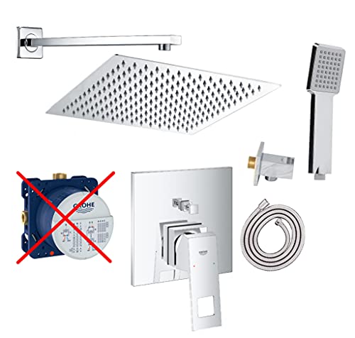 vanvilla Duschsystem mit Unterputz Duscharmatur von Grohe Eurocube Einhebelmischer und vanvilla Regendusche mit Armatur, Duschkopf eckig, Dusch-SET GE101-ob poliert von vanvilla ALLTERIEUR FOR LOVELY PRICES