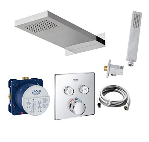 vanvilla Duschset mit Unterputz Armatur Grohe SmartControl Thermostat und vanvilla Regenduschkopf 50x23 cm, Dusch-SET G03 poliert von vanvilla