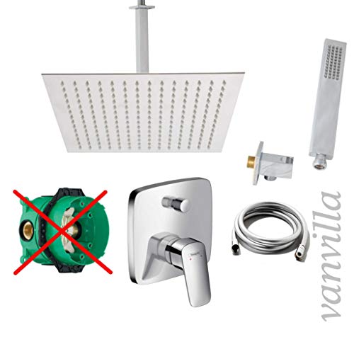 vanvilla Duschsystem mit Unterputz Duscharmatur von Hansgrohe Logis und vanvilla Regendusche mit Armatur, Duschkopf eckig, Dusch-SET HG17-ob poliert von vanvilla ALLTERIEUR FOR LOVELY PRICES