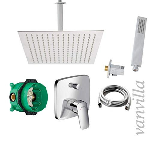 vanvilla Duschsystem mit Unterputz Duscharmatur von Hansgrohe Logis und vanvilla Regendusche mit Armatur, Duschkopf eckig, Dusch-SET HG17 poliert von vanvilla ALLTERIEUR FOR LOVELY PRICES