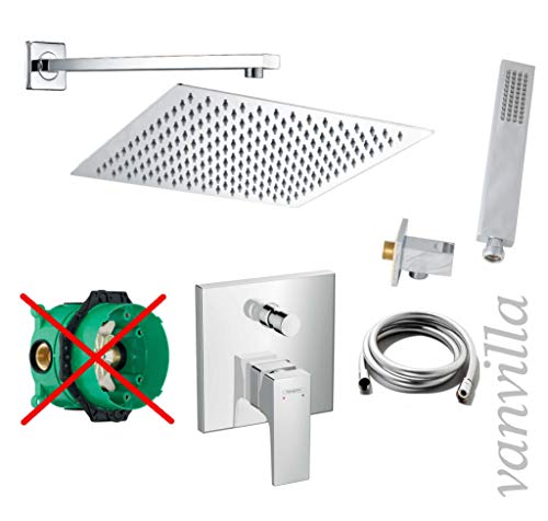 vanvilla Duschsystem mit Unterputz Duscharmatur von Hansgrohe Metropol Einhebelmischer und vanvilla Regendusche mit Armatur, Duschkopf eckig, Dusch-SET HG21-ob poliert von vanvilla ALLTERIEUR FOR LOVELY PRICES