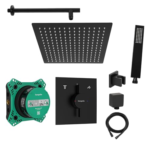 vanvilla Duschsystem mit Unterputz Duscharmatur von Hansgrohe Duo Turn E und vanvilla Regendusche mit Armatur, Duschkopf eckig, Dusch-SET HGS281 schwarz matt vanvilla Duschsystem mit Unterputz Duscharmatur von Hansgrohe Duo Turn E und vanvilla Regendusche mit Armatur, Duschkopf eckig, Dusch-SET HGS281 schwarz matt von vanvilla