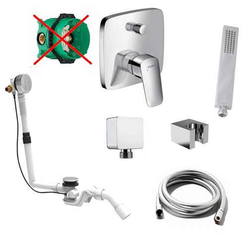 vanvilla Wannenset mit Unterputz Armatur Hansgrohe Logis Einhebelmischer 2-Wege und vanvilla Handbrause, Wannen-SET HG53-ob poliert von vanvilla