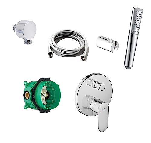 vanvilla Wannenset mit Unterputz Armatur Hansgrohe Vernis Blend 2-Wege und vanvilla Handbrause, Wannen-SET HG54 poliert von vanvilla