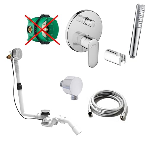 vanvilla Wannenset mit Unterputz Armatur Hansgrohe Vernis Blend 2-Wege und vanvilla Handbrause, Wannen-SET HG55-ob poliert von vanvilla