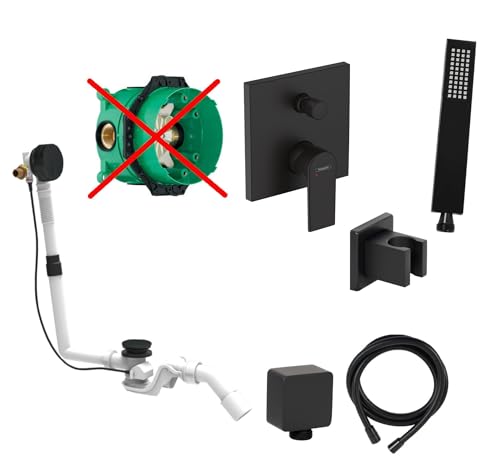 vanvilla Wannenset mit Unterputz Armatur Hansgrohe und vanvilla Handbrause, schwarz matt beschichtet Wannen-SET HGS19-ob von vanvilla