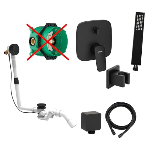 vanvilla Wannenset mit Unterputz Armatur Hansgrohe und vanvilla Handbrause, schwarz matt beschichtet Wannen-SET HGS57-ob von vanvilla