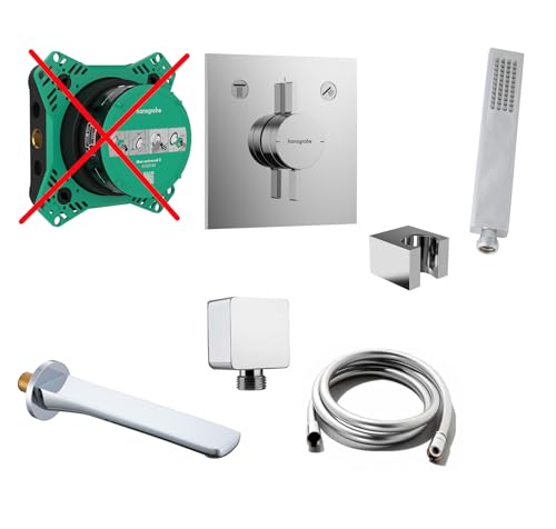 vanvilla Wannenset mit Unterputz Armatur von Hansgrohe Duo Turn E, vanvilla Handbrause, Wanneneinlauf, poliert Wannen-SET HG241-ob von vanvilla