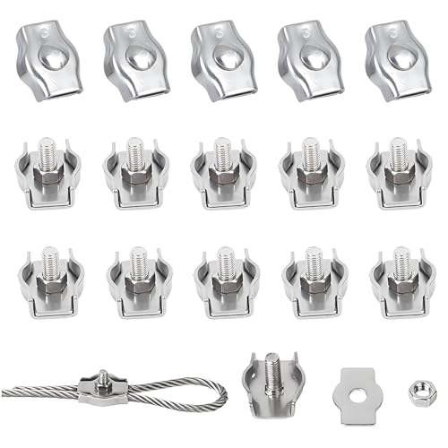 Drahtseilklemme M2,16 Stück Seilklemme 1.2-1.5mm Klemme Edelstahl 304 Drahtseilklemmen Kabelklemmen Für Drahtseil Stahlseil Wäscheleine Markise Fixiert von vaolmlop