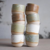 Set Von 2 Espressotassen Mit Verschiedenen Farbglasuren, Handgemacht, Auf Der Töpferscheibe Gedreht, Kaffeetassen Set Von 2 Espressotassen Mit Verschiedenen Farbglasuren, Handgemacht, Auf Der Töpferscheibe Gedreht, Kaffeetassen von vapor03