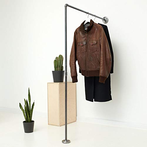 Various Kleiderständer Industrial - div. Größen, z.B. 100 x 180 cm - als Wand-Garderobe für Jacken & als Kleiderstange - in L-Form, schwarz, Metall von various - steel interior design