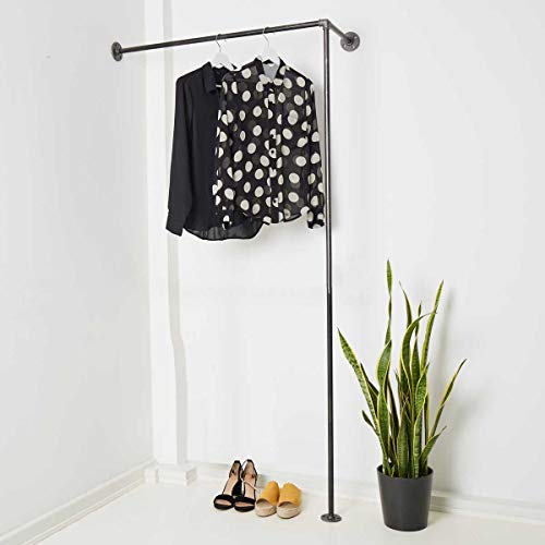 Various Kleiderstange für die Ecke - div. Größen, z.B. 100 x 180 cm - Industrial Design Eck-Garderobe für Jacken - nach Links o. rechts - schwarz, Metall von various - steel interior design