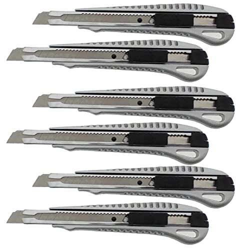 6 x Profi-Cuttermesser in verschiedenen Ausführungen - Cuttermesser Teppichmesser (6 x Aluminium 9 mm) von varivendo