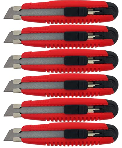 6 x Profi-Cuttermesser in verschiedenen Ausführungen - Cuttermesser Teppichmesser (6 x rot 18 mm oval) von varivendo