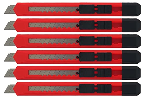 6 x Profi-Cuttermesser in verschiedenen Ausführungen - Cuttermesser Teppichmesser (6 x rot 9 mm flach) von varivendo