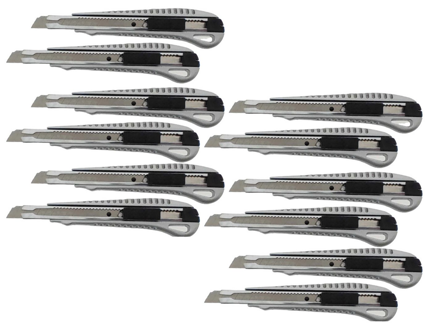 varivendo Cuttermesser 12 x Profi Cuttermesser 9mm Aluminium, (Stück, 12-tlg., Cuttermesser), Cuttermesser Schneidwerkzeug Robustes Cuttermesser von varivendo